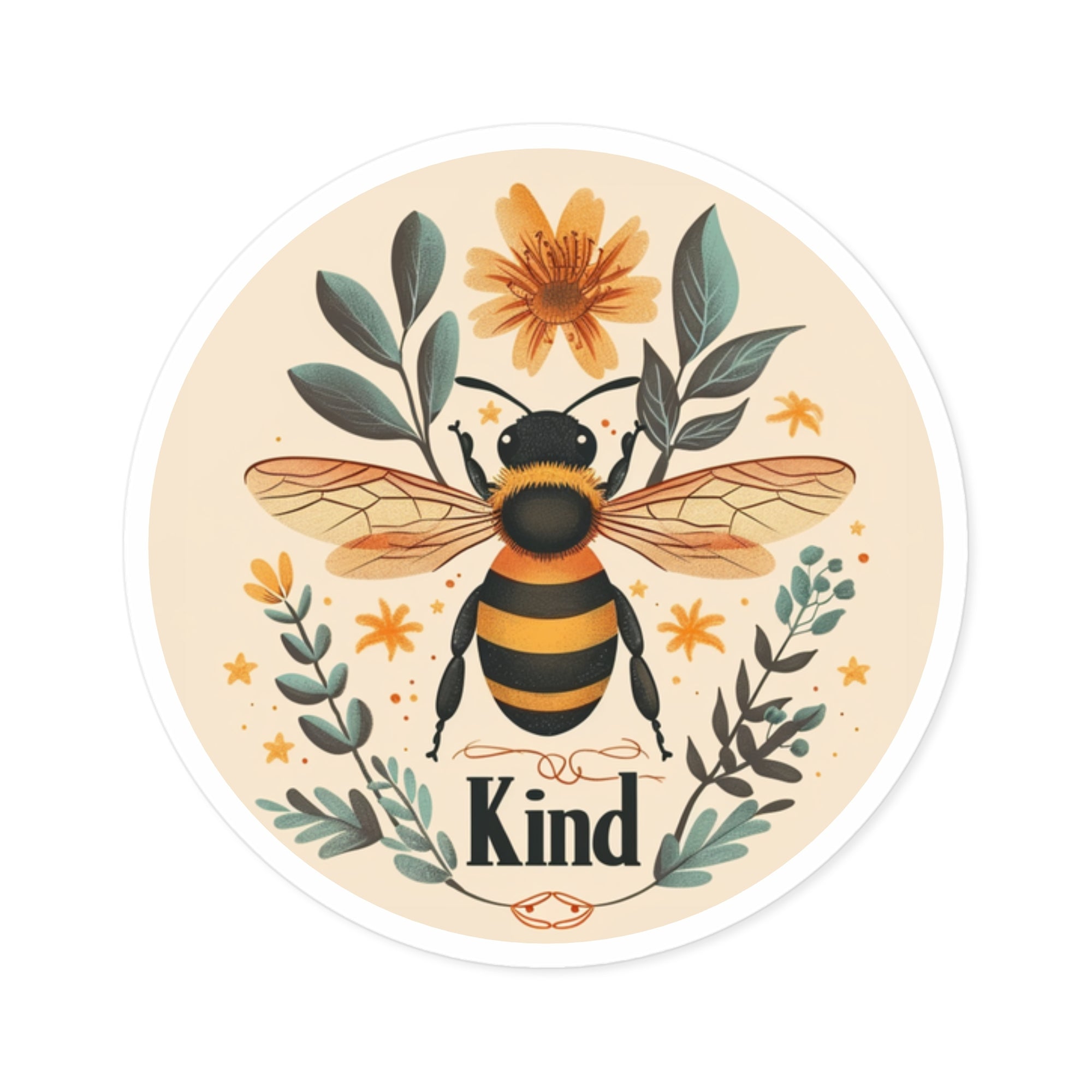 Bee Kind, Floral Bee Sticker, Positive Quote Design, Nature Gift