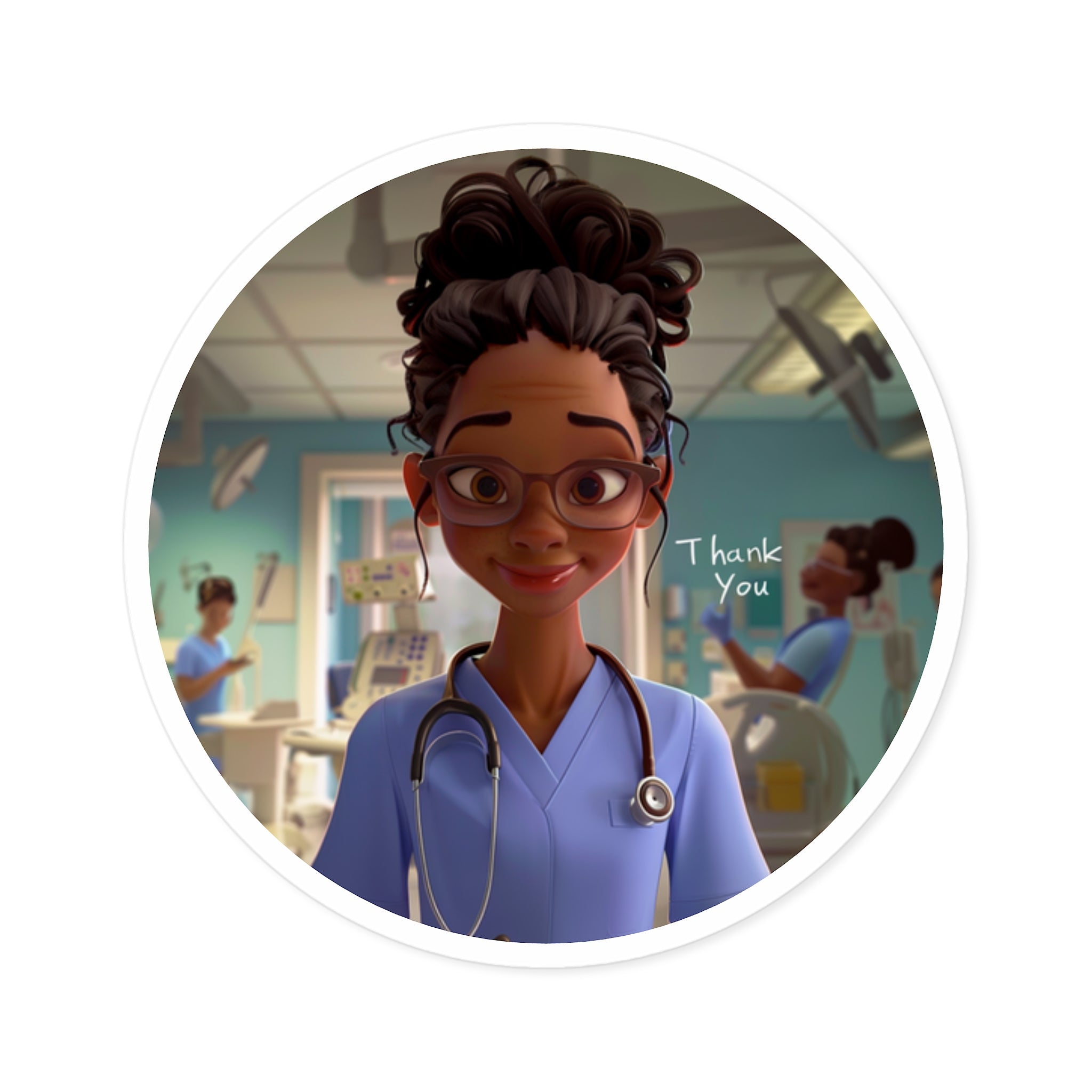 Nurse Thank You Sticker, Animated Medical Art, Healthcare Hero Gift