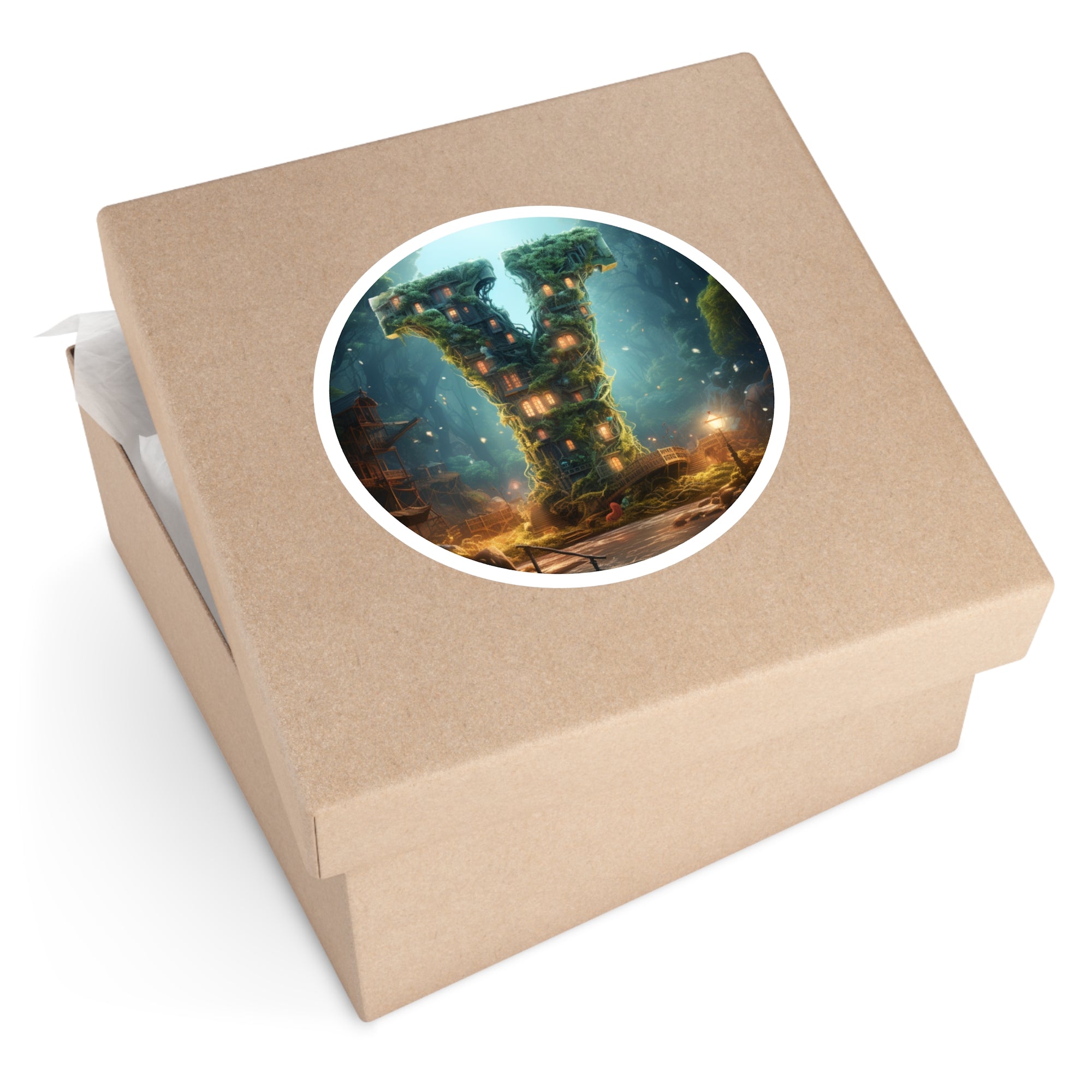 letter y forest sticker, enchanted style, laptop decor, fantasy art gift