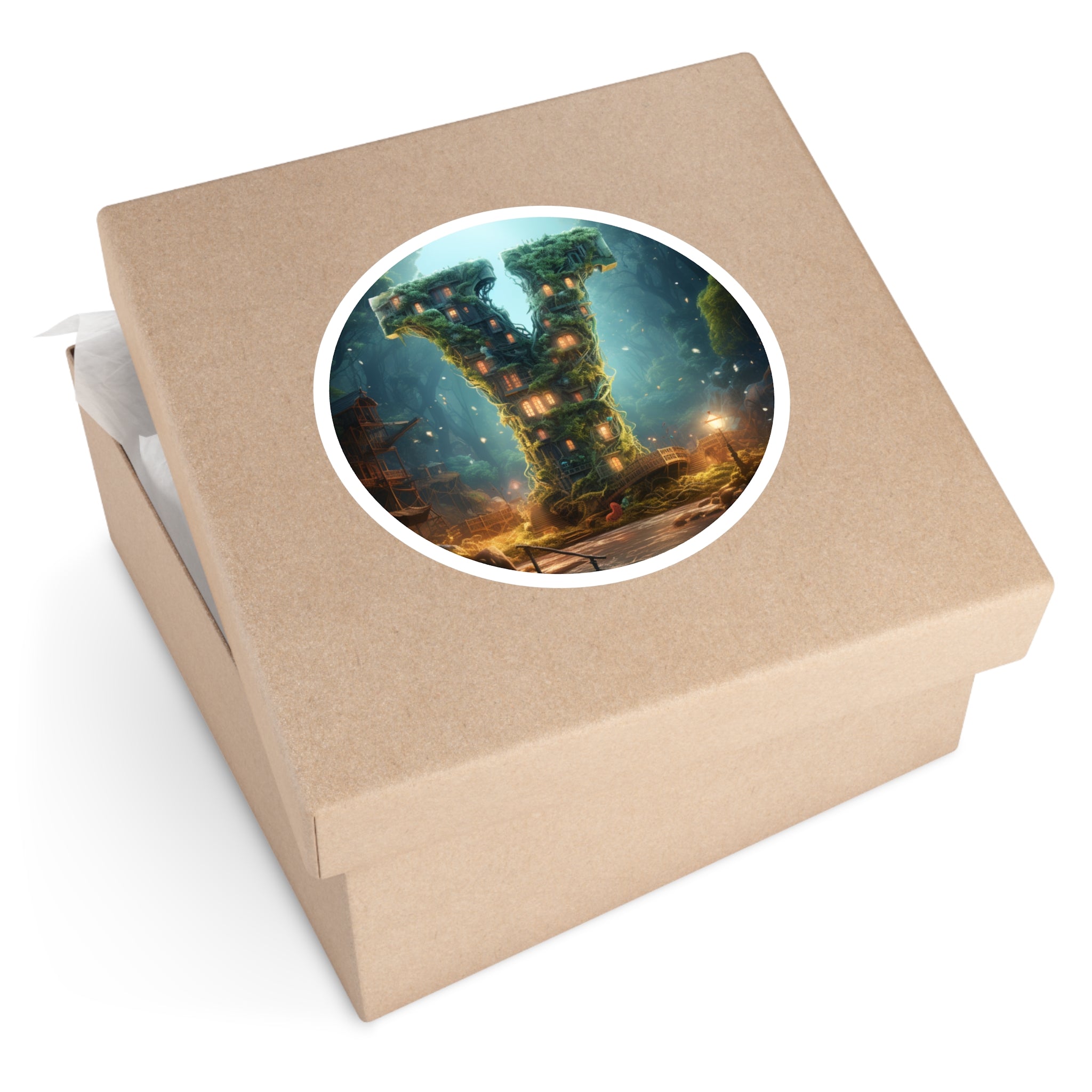 letter y forest sticker, enchanted style, laptop decor, fantasy art gift