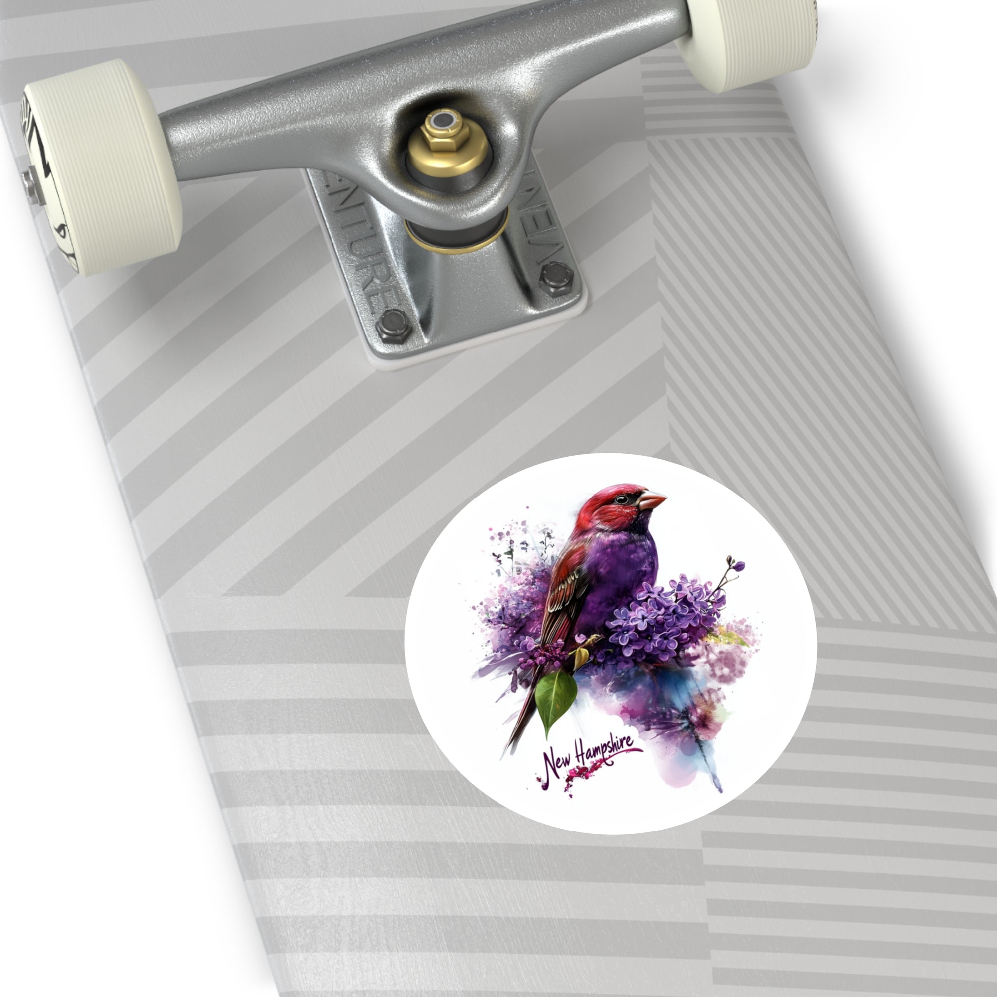 New Hampshire Bird Sticker, Purple Finch and Lilac Design, State Nature Art