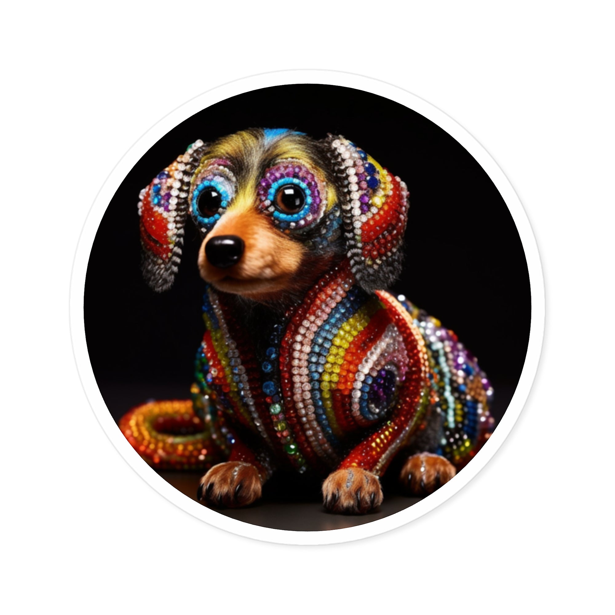 Jewel Dachshund Sticker, Sparkling Dog Art, Beaded Craft Design