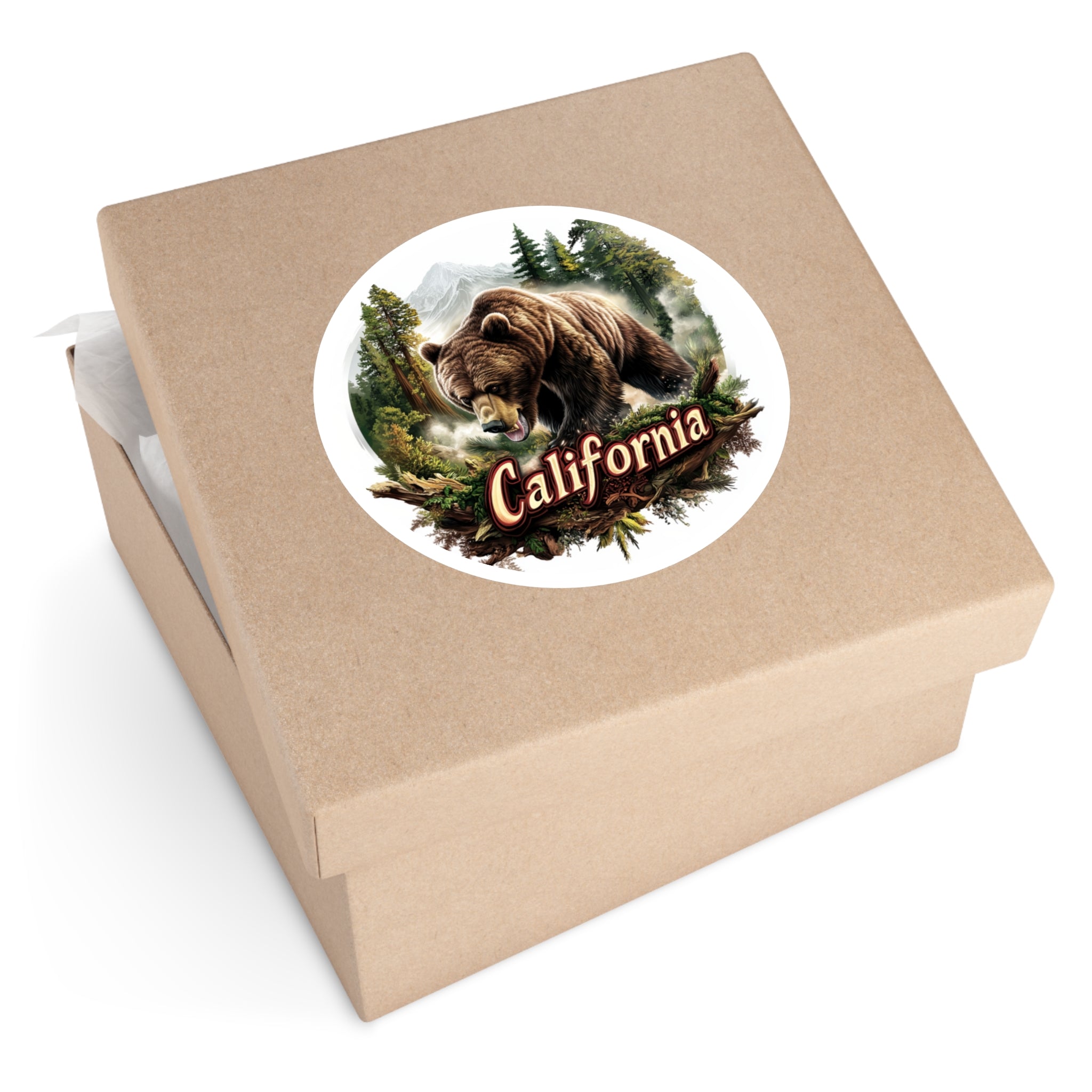 California Bear Sticker, State Animal Art, Nature Scene, Wild Adventure