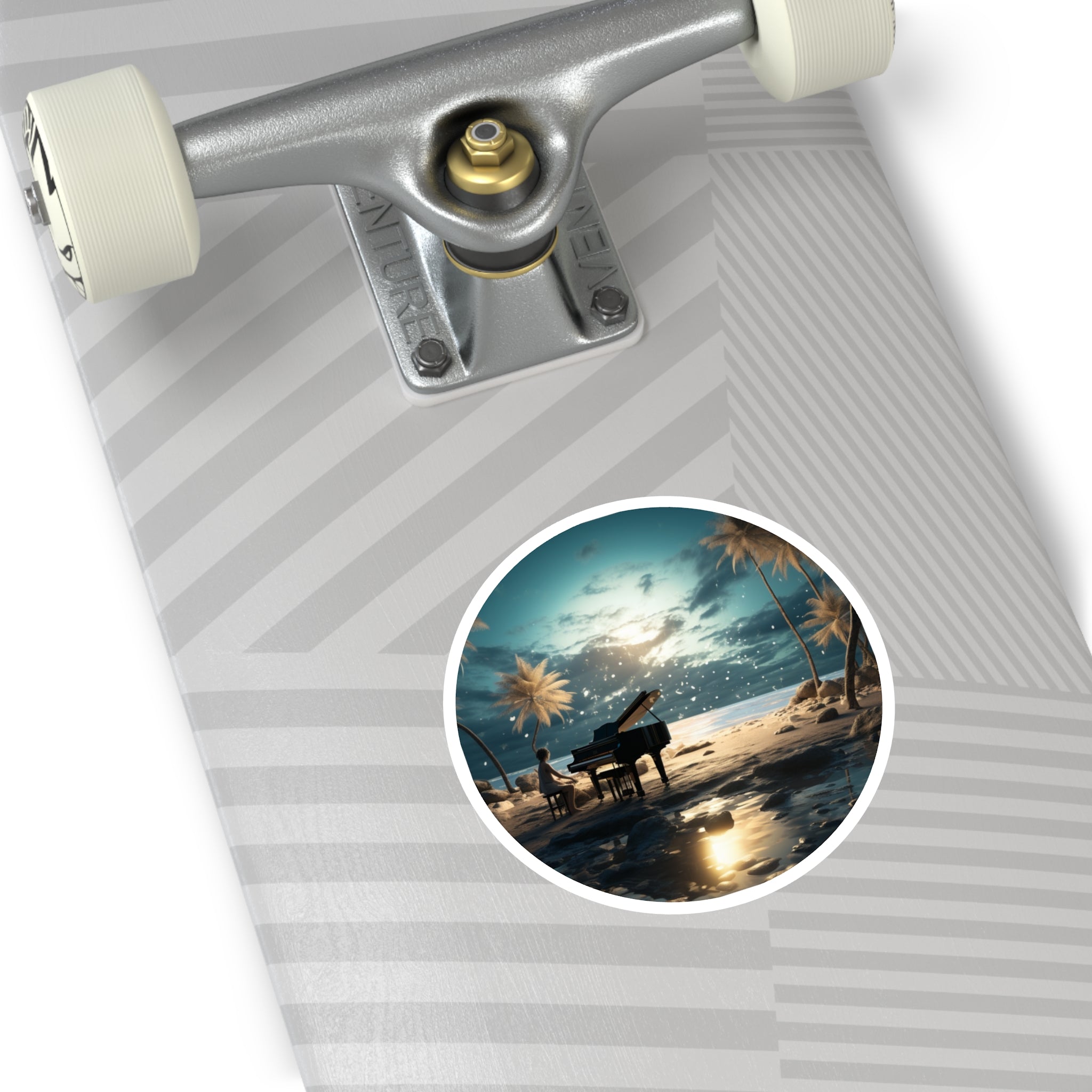 Beach Piano Sticker, Fantasy Music Design, Ocean Art, Calm and Dreamlike
