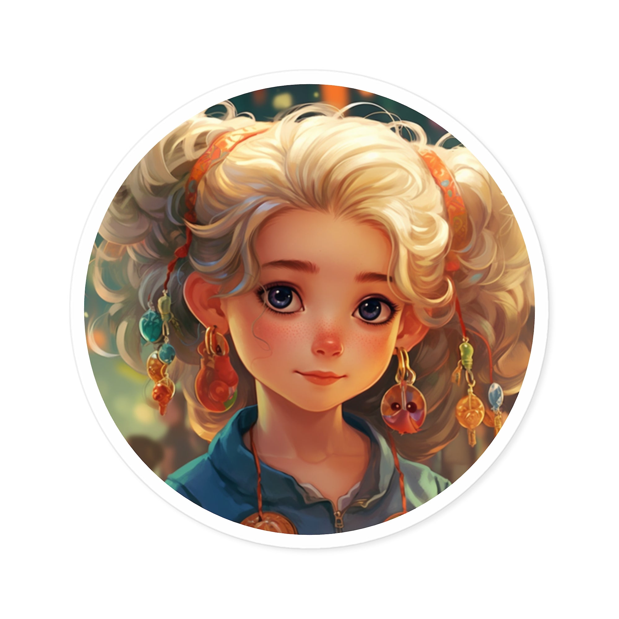Charm Kid, Cute Portrait Sticker, Festival Vibes, Sweet Smile