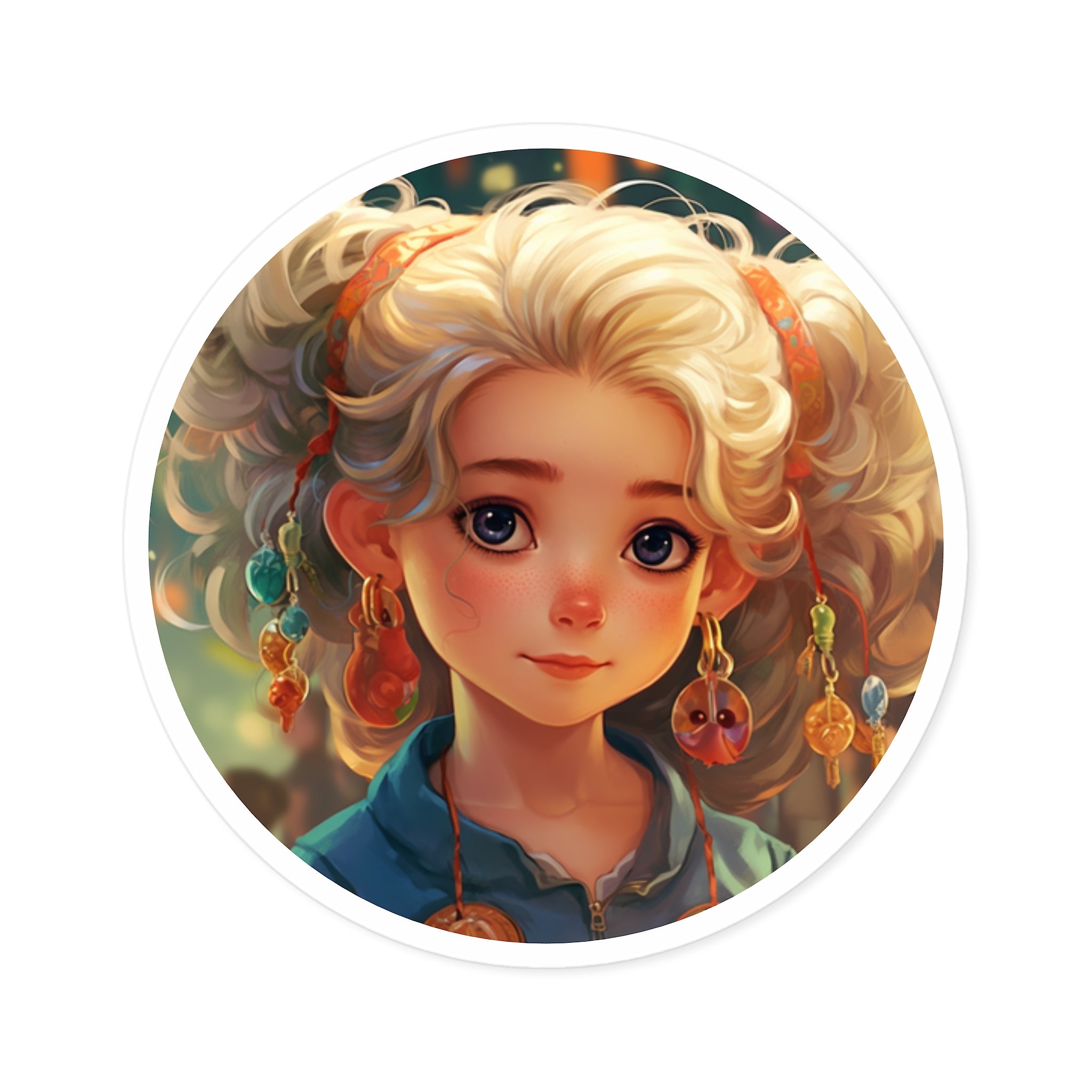 Charm Kid, Cute Portrait Sticker, Festival Vibes, Sweet Smile