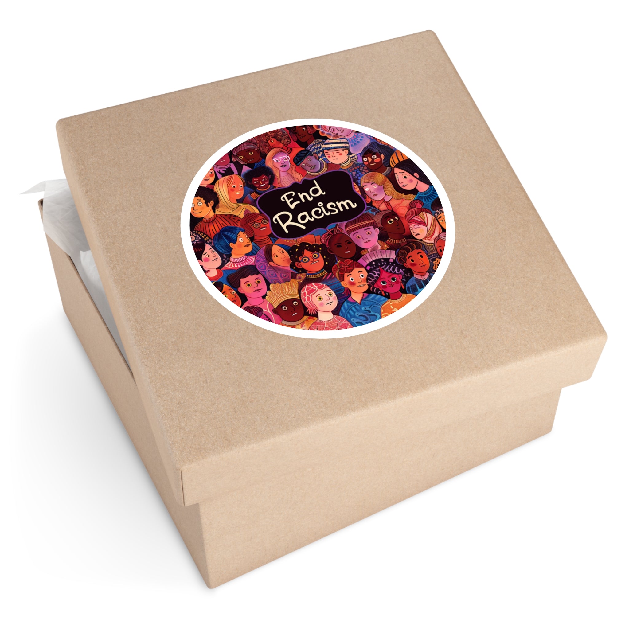 End Racism Sticker, Equality Art, Unity and Diversity Design, Awareness Gift