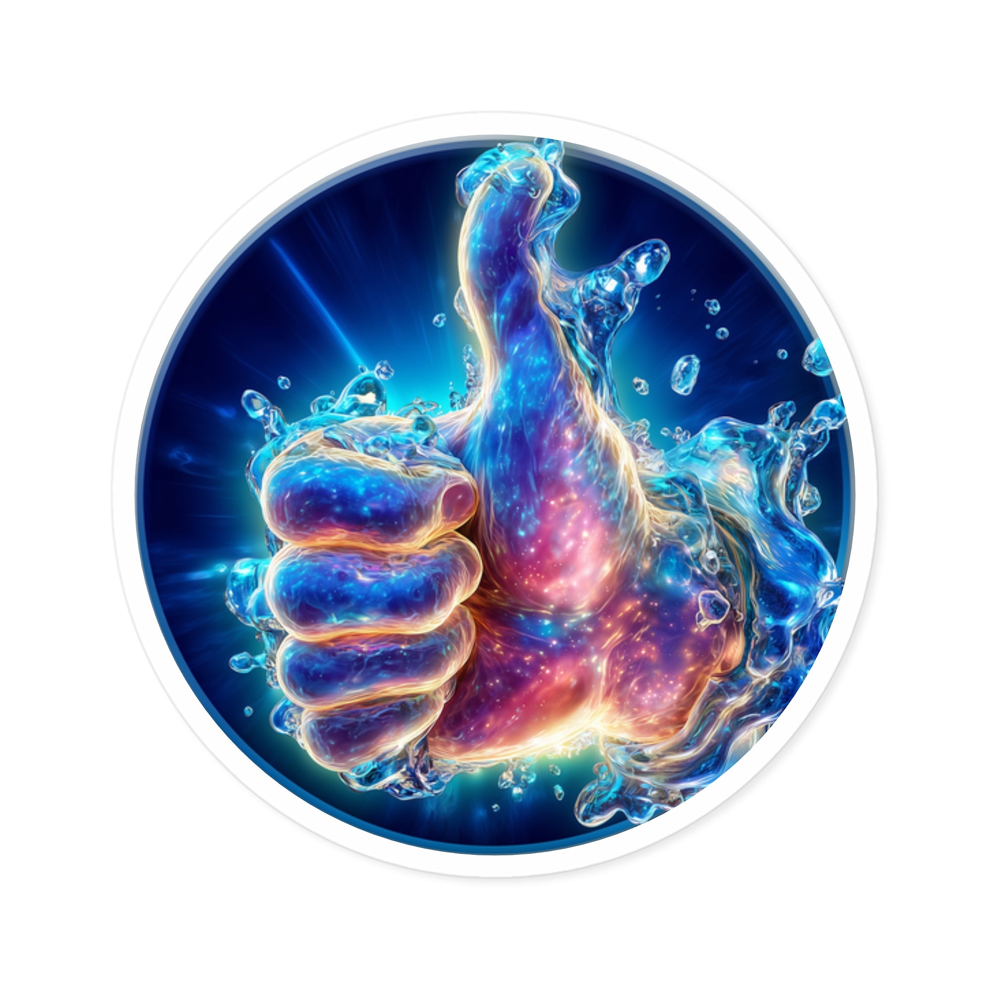Cosmic Thumbs Up, Galaxy Vinyl Sticker, Positive Design, Fun Laptop or Bottle Art