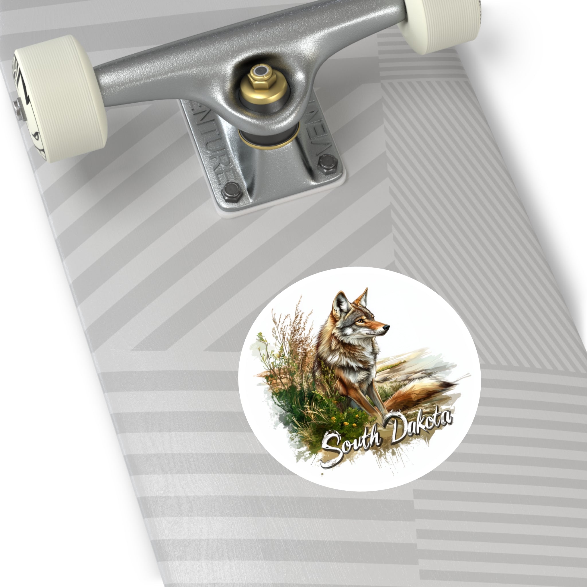 South Dakota Coyote Sticker, State Animal Art, Nature Landscape Design