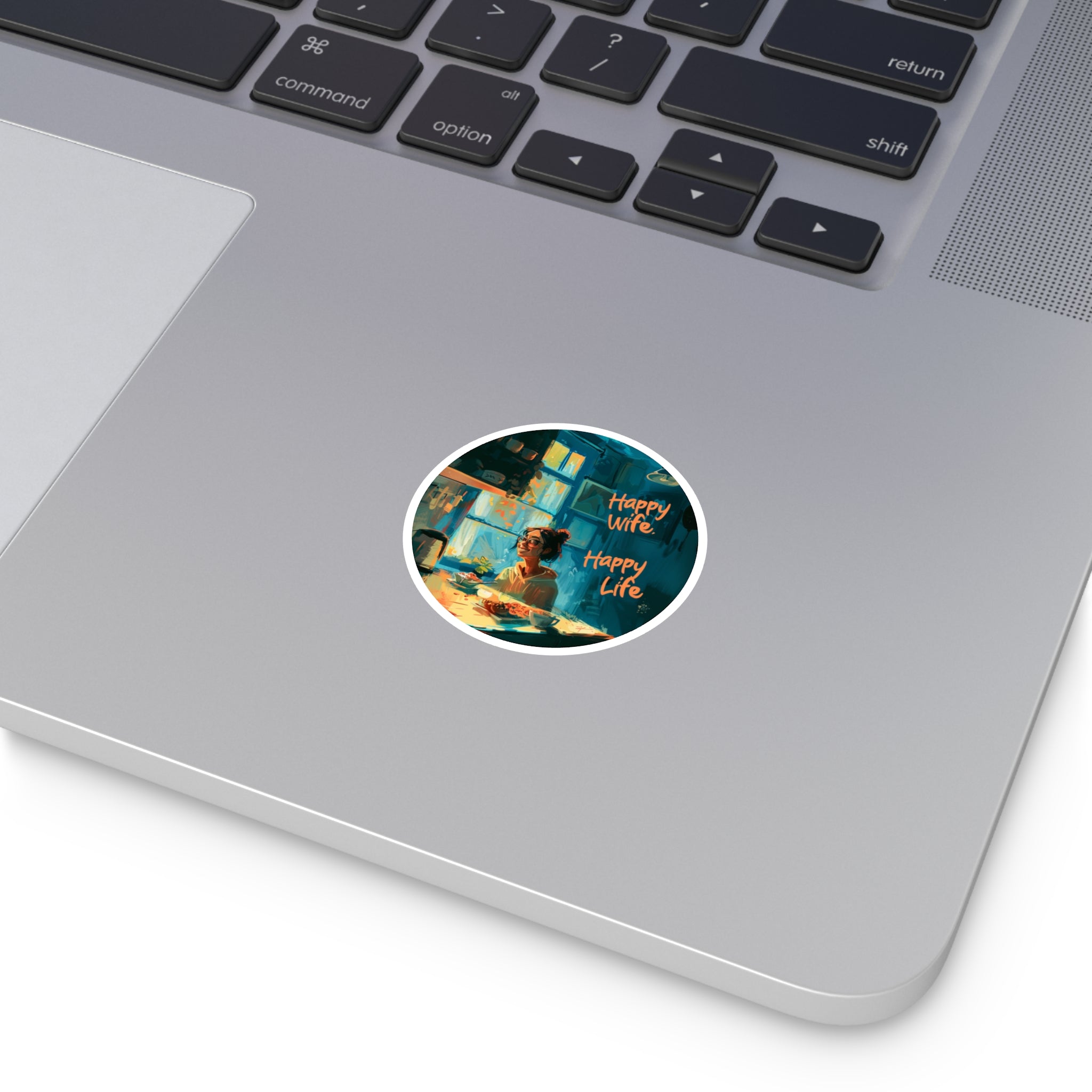 Happy Wife Happy Life sticker, cheerful art, kitchen decor, fun gift