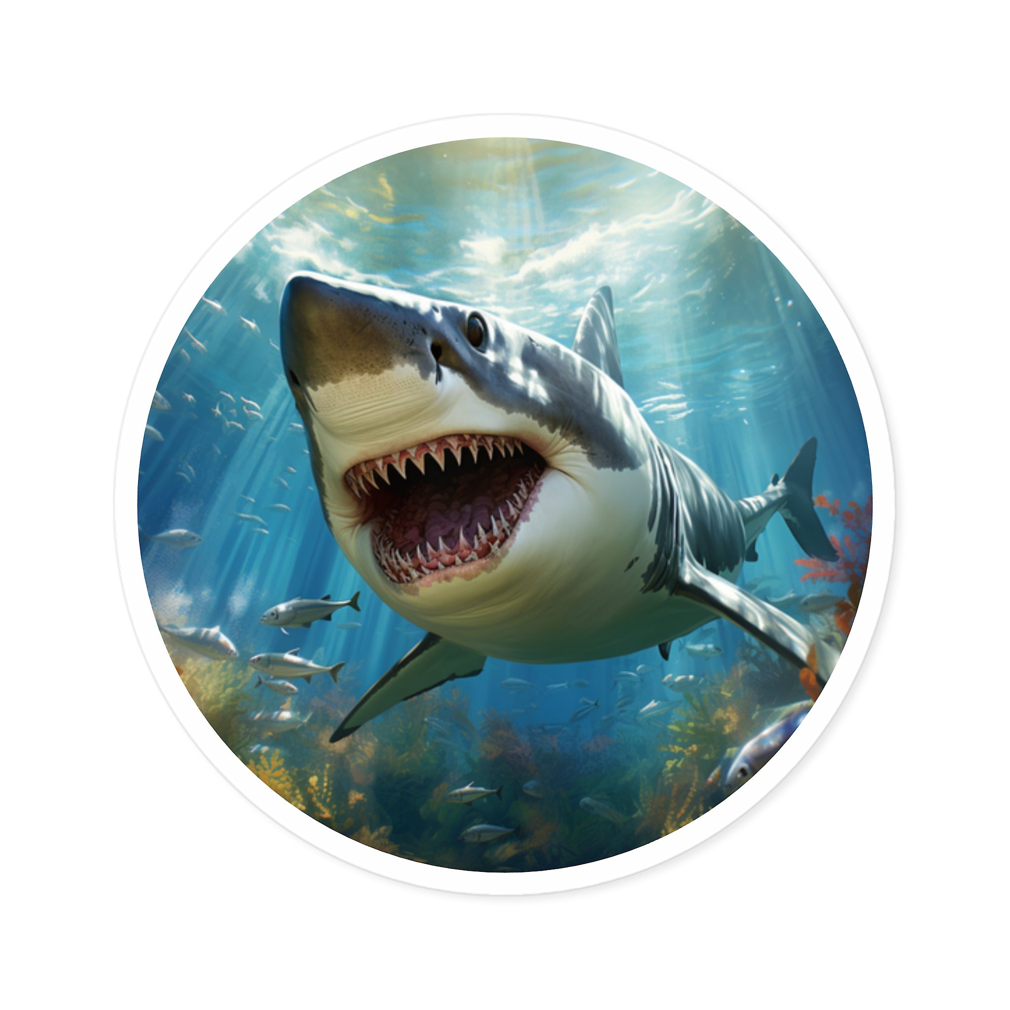 Great White Shark, Ocean Depths Sticker, Sea Predator, Aquatic Adventure