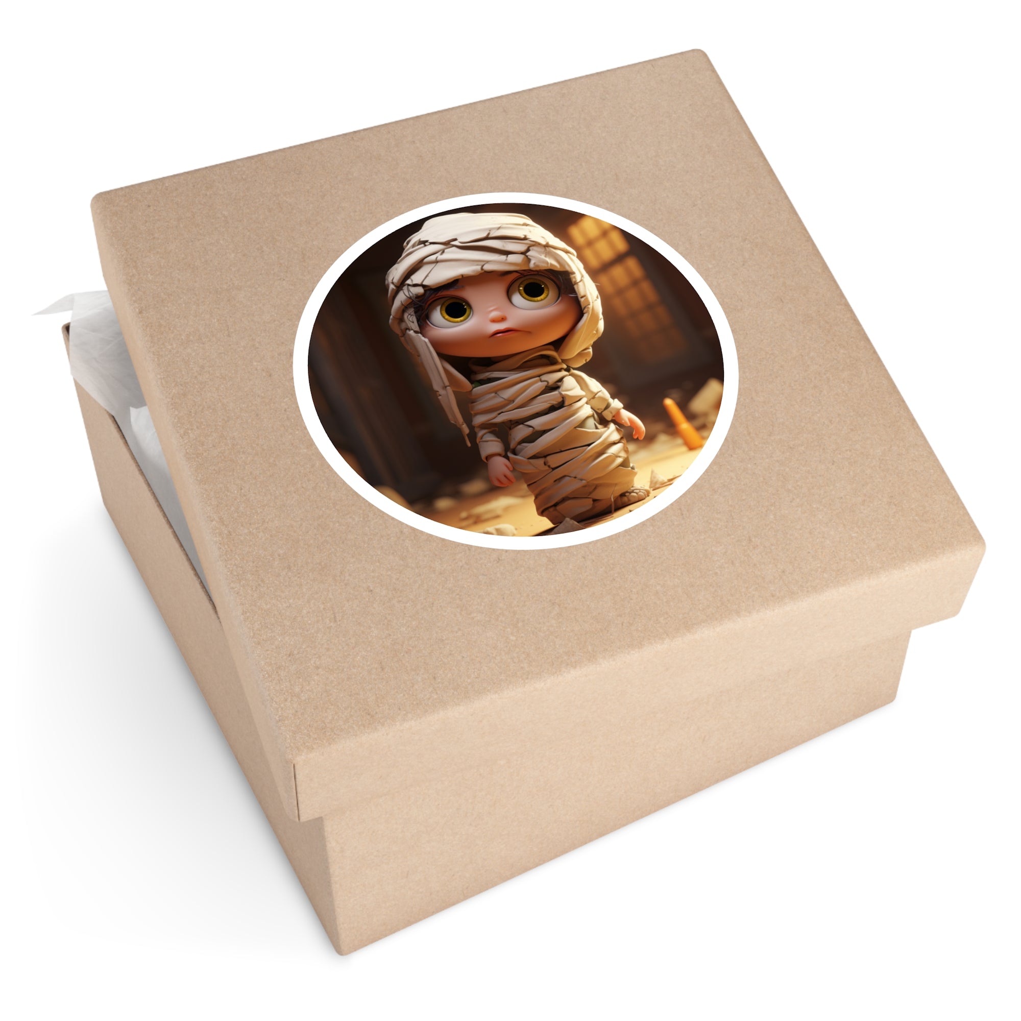 Cute Mummy Sticker, Pixar Halloween Design, Spooky Fun Art