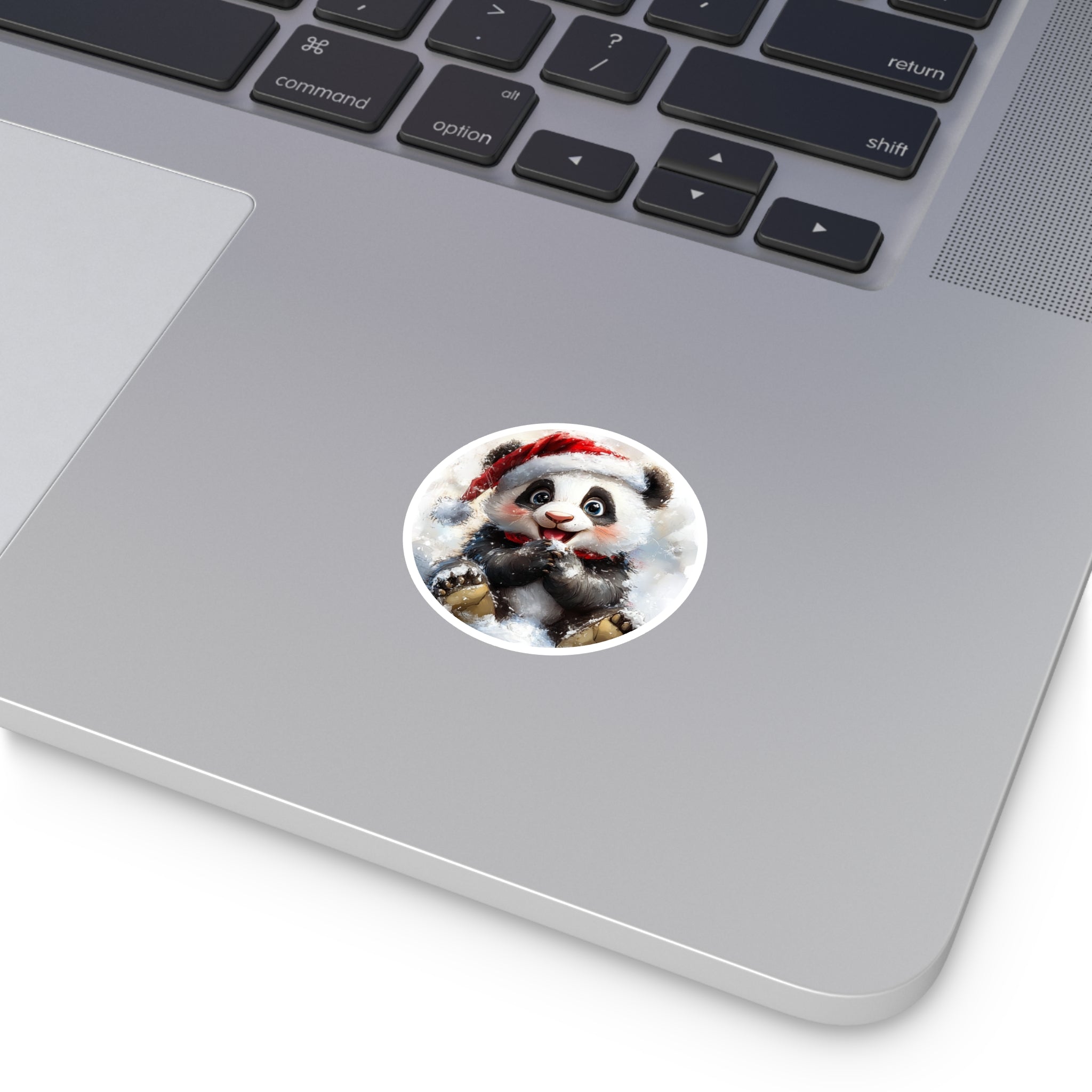 Festive Panda Sticker, Cute Christmas Design, Winter Animal Art, Holiday Gift