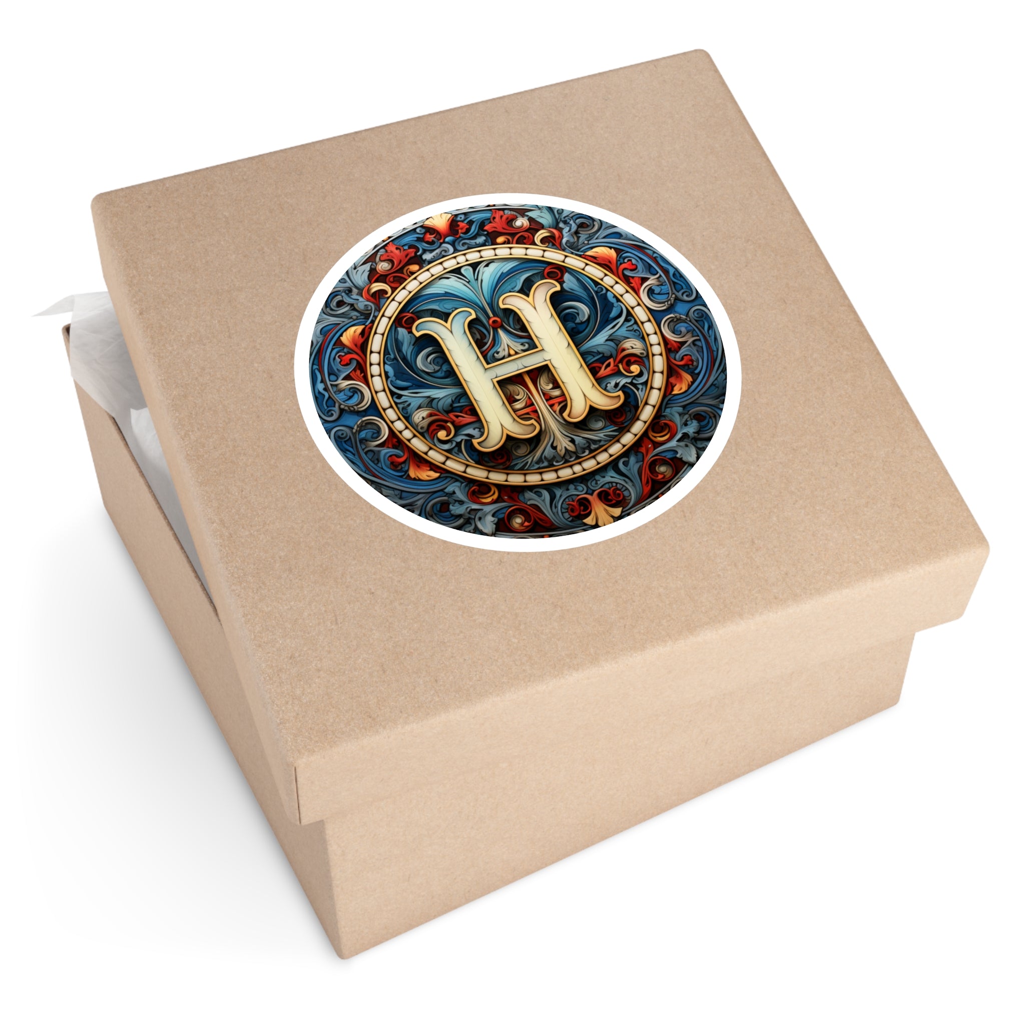 Letter H Mandala Design, Intricate Pattern Sticker, Spiritual Art