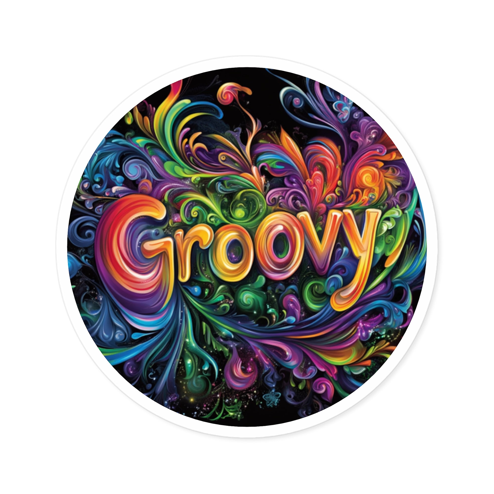 Groovy Sticker, Colorful Retro Art, Psychedelic Swirl Design, Fun Vibe Gift