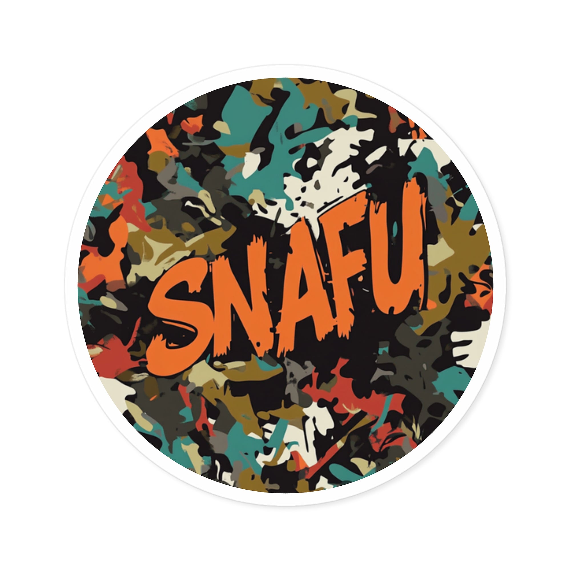 SNAFU, Camouflage Text Sticker, Military Slang Art, Humor Design