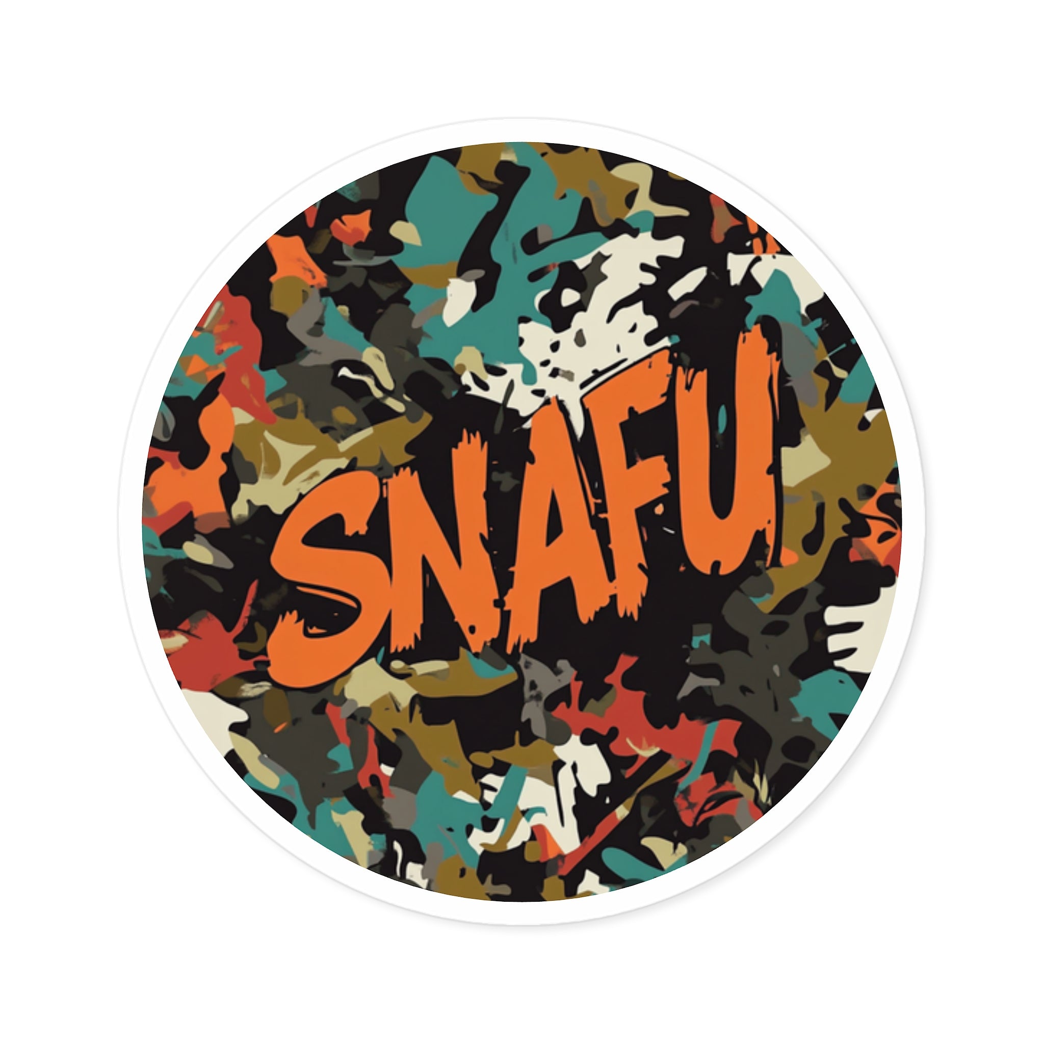 SNAFU, Camouflage Text Sticker, Military Slang Art, Humor Design