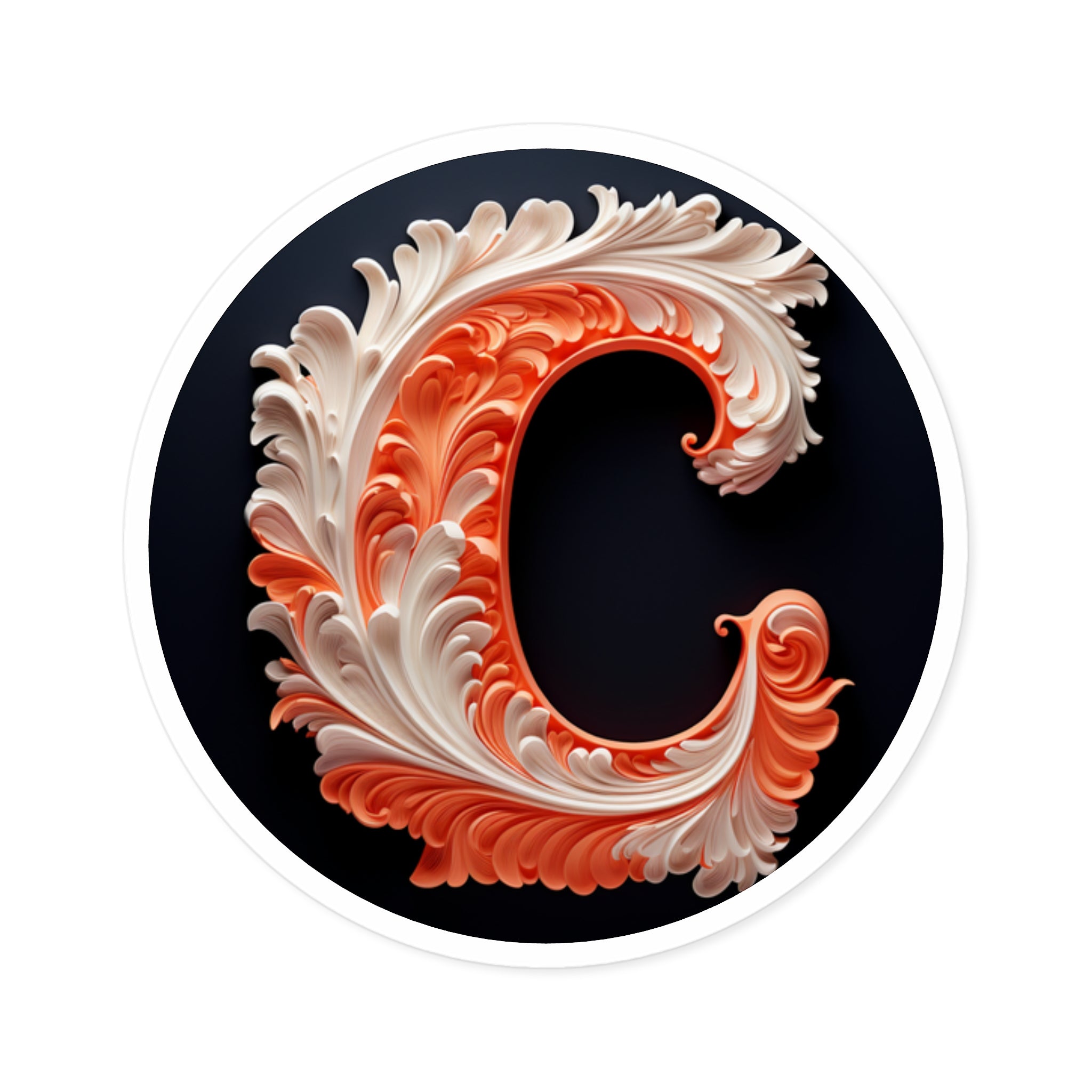 Letter C Cat Design, Feline Art Sticker, Pet Lover Gift