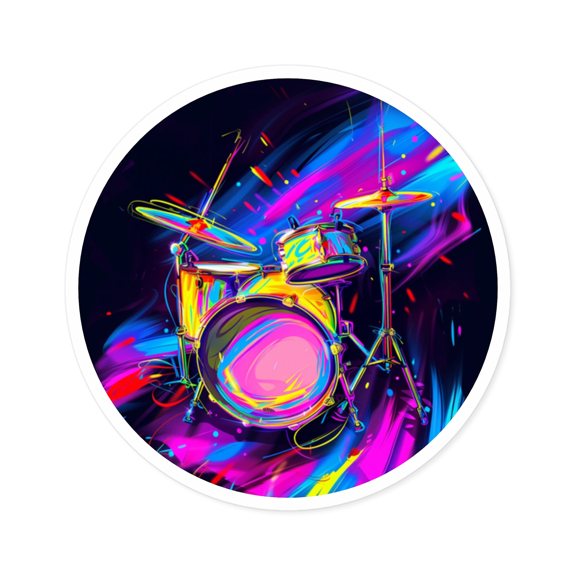 Cartoon Drums, Fun Art Sticker, Music Decor, Creative Gift