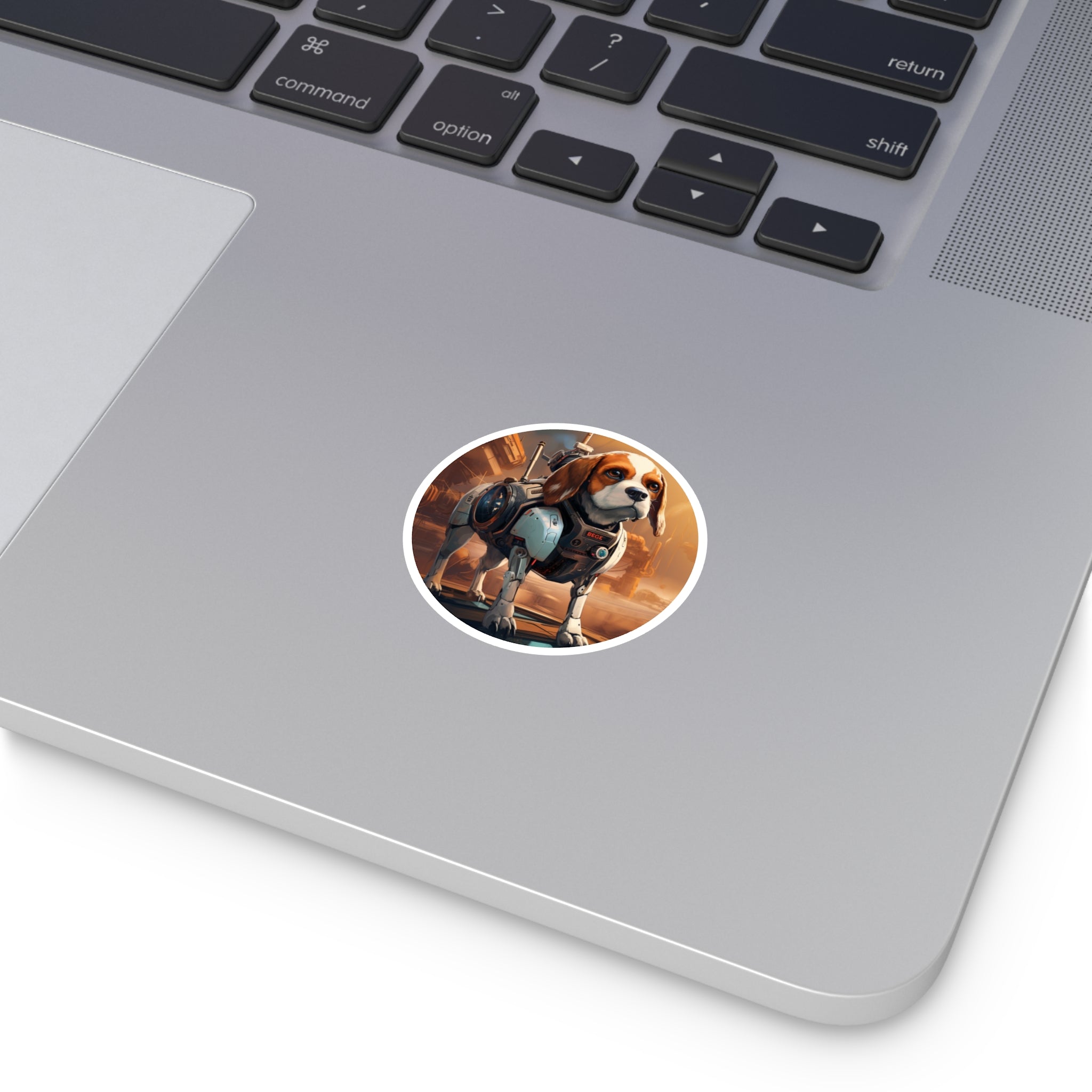Cyber Beagle, Futuristic Dog Sticker, Sci-Fi Pet Art, Space Design