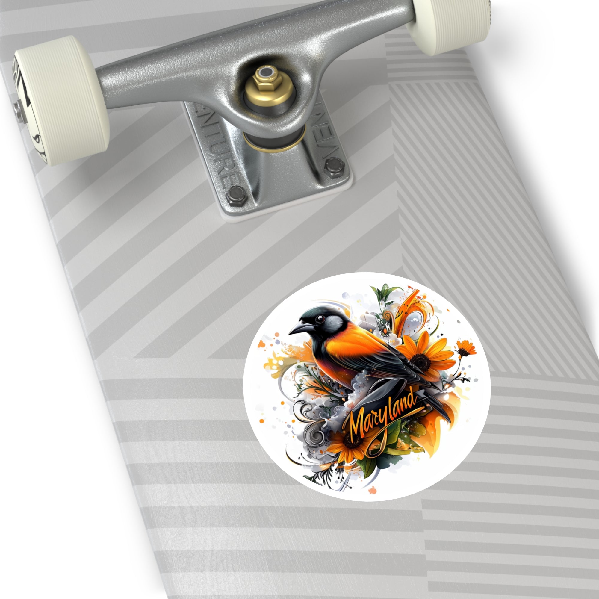 Maryland Oriole, Floral Bird Sticker, Laptop or Journal, State Flower Design
