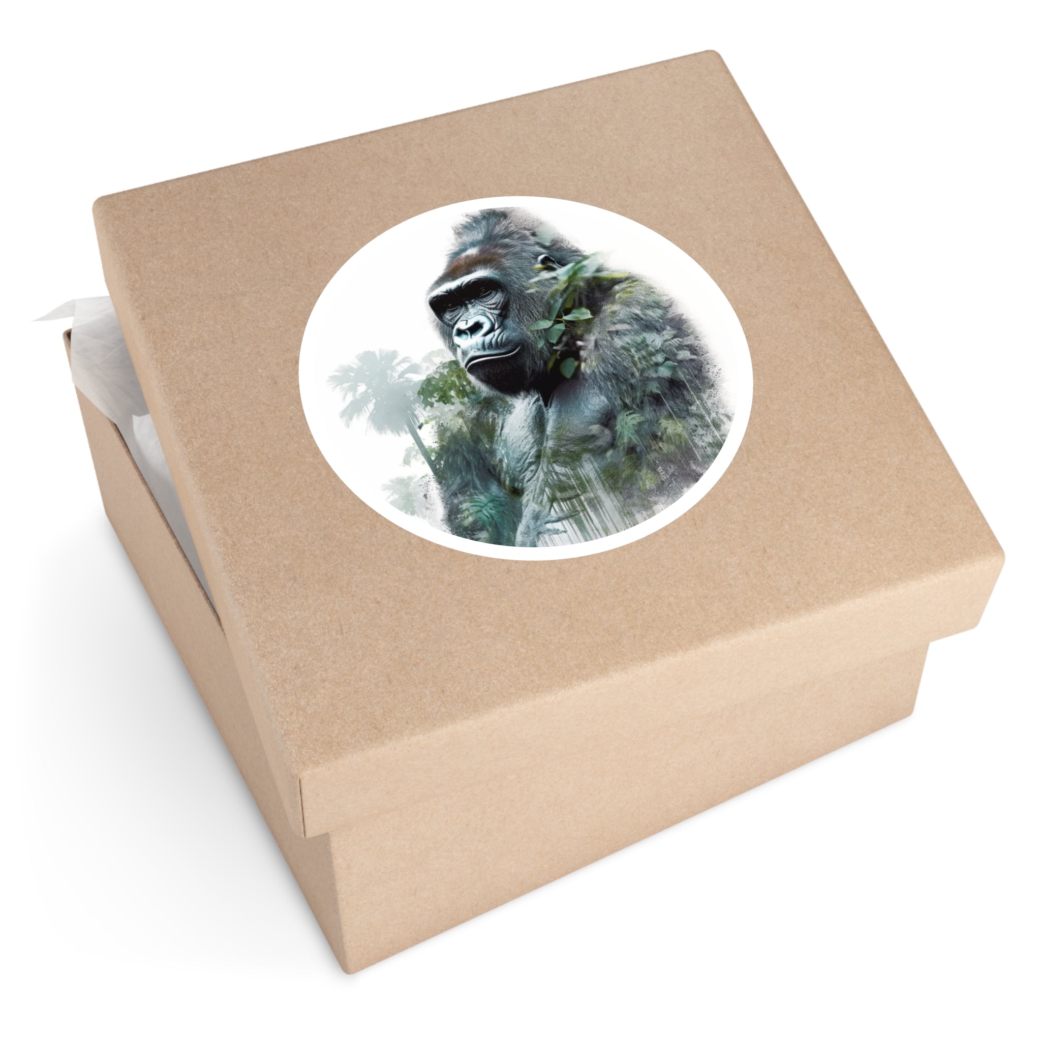 Gorilla Rainforest Sticker, Wildlife Art, Jungle Theme, Conservation Gift