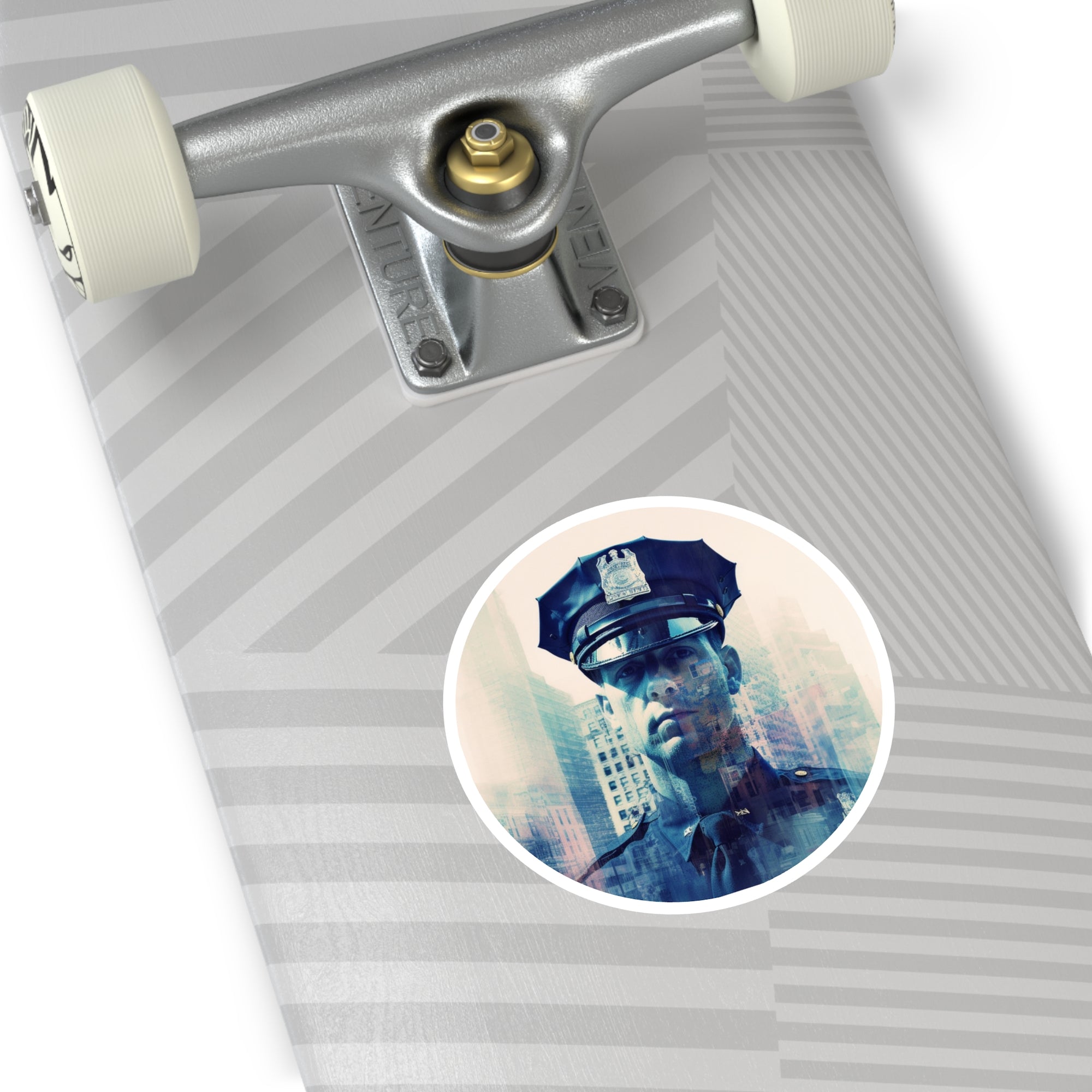 Police Officer Sticker, Double Exposure City Art, Law Enforcement Theme, Patriotic Gift