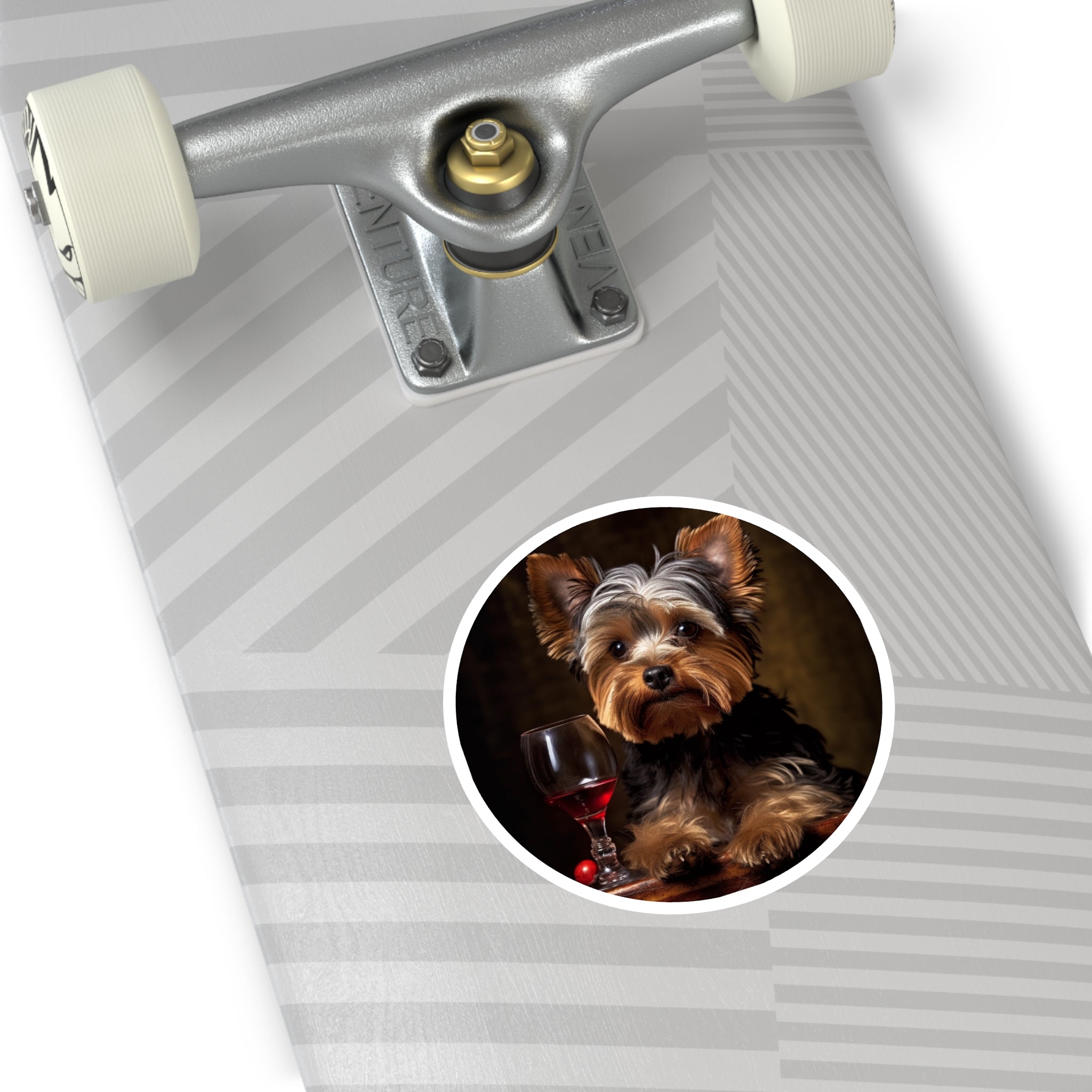 Yorkie Wine Time Sticker, Cute Dog Art, Fun Pet Design, Relaxed Gift