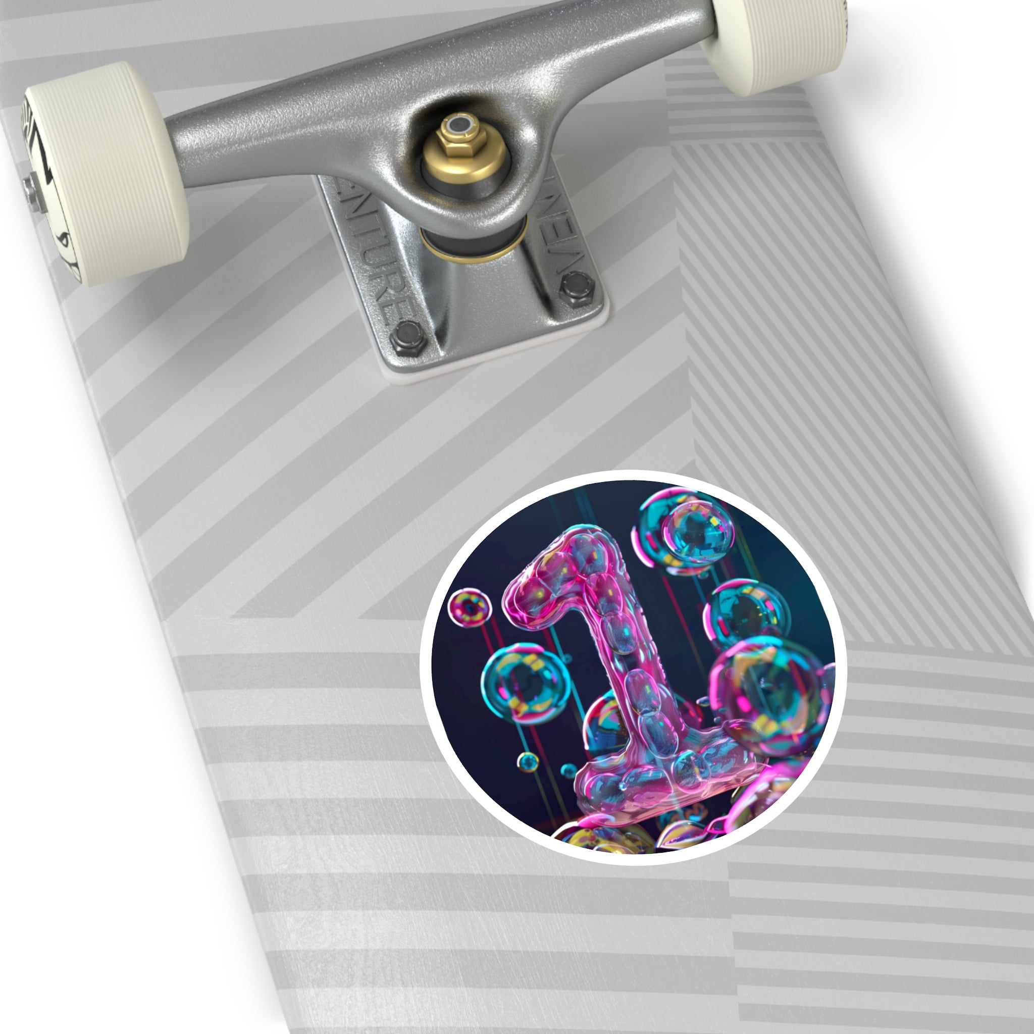 number one bubble sticker, playful abstract art, laptop decor, celebration gift