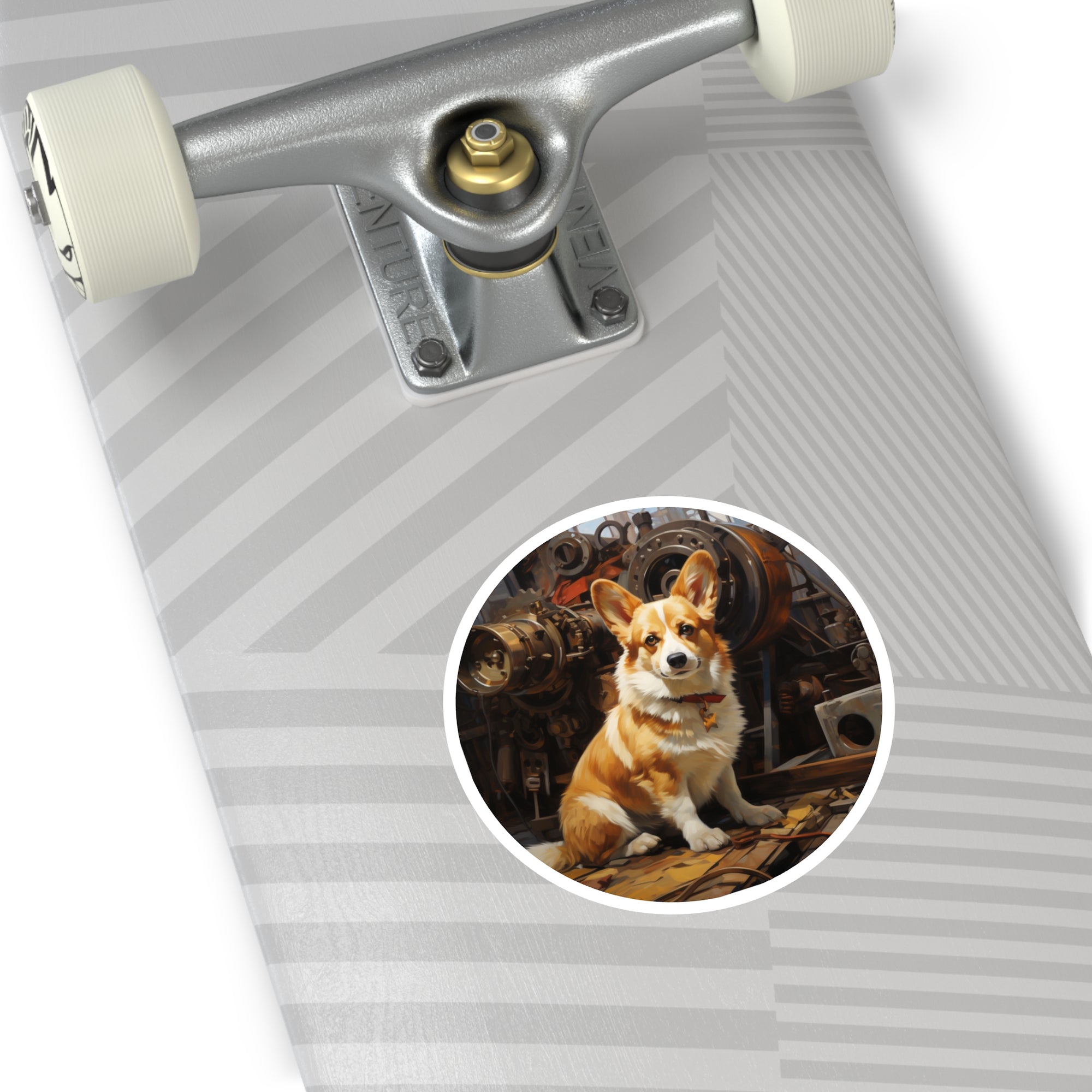 Corgi Mechanic Sticker, Industrial Dog Art, Workshop Design, Pet Lovers Gift