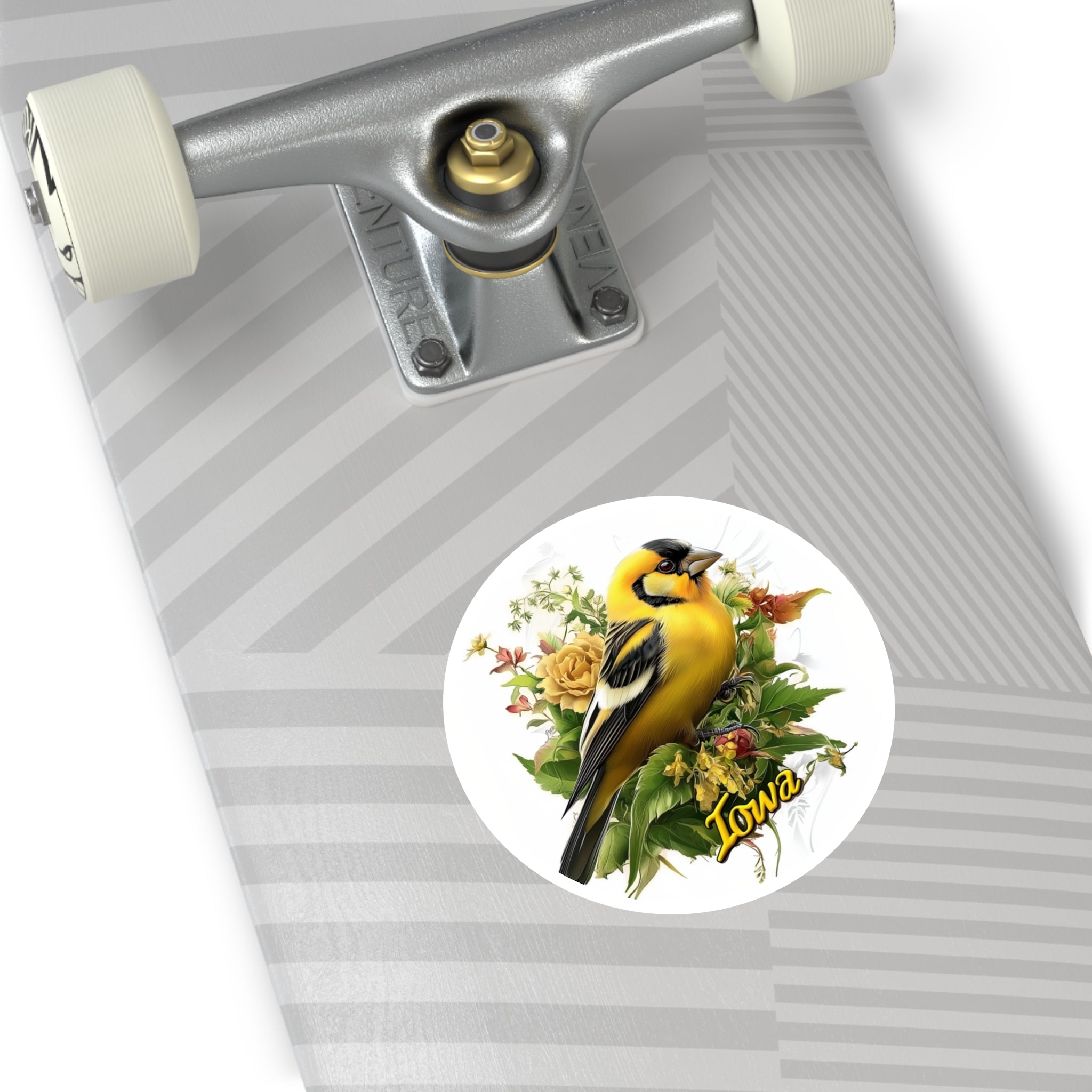 Iowa Goldfinch, Floral Nature Sticker, Laptop or Journal, State Bird Design