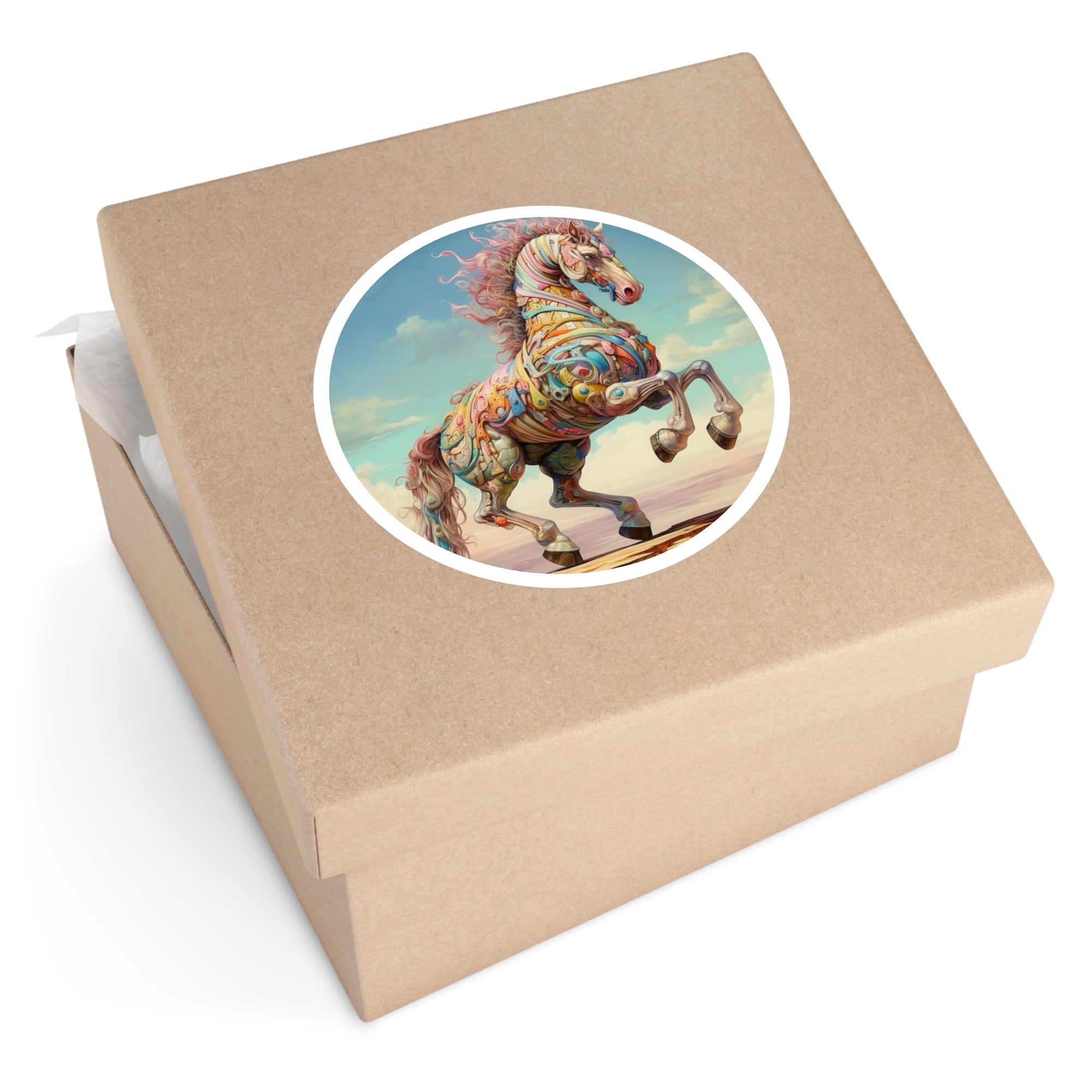 Mechanical Stallion, Fantasy Horse Sticker, Dreamlike Design, Steampunk Art