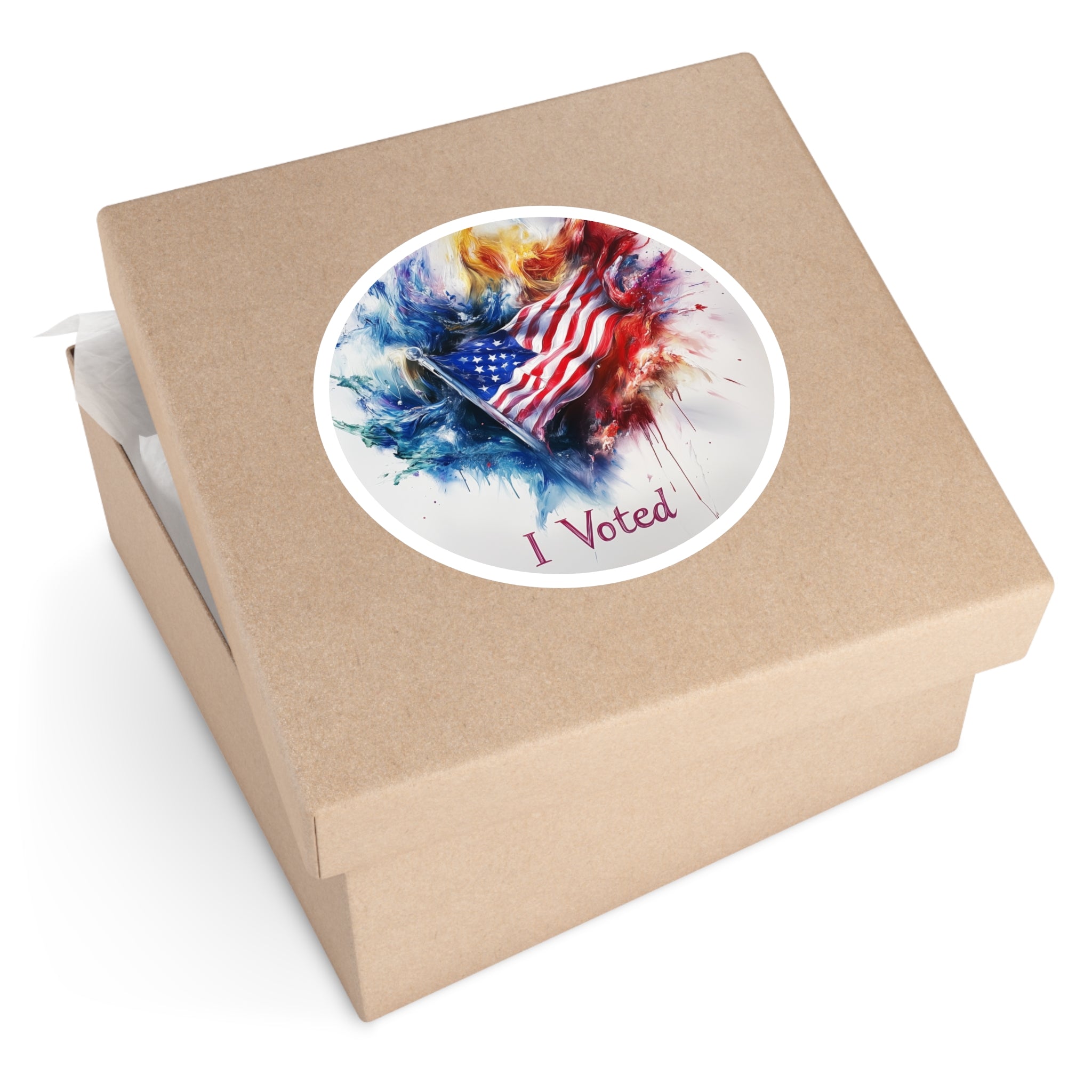 I Voted Sticker, Patriotic Flag Art, Red White and Blue Design, Civic Pride Gift