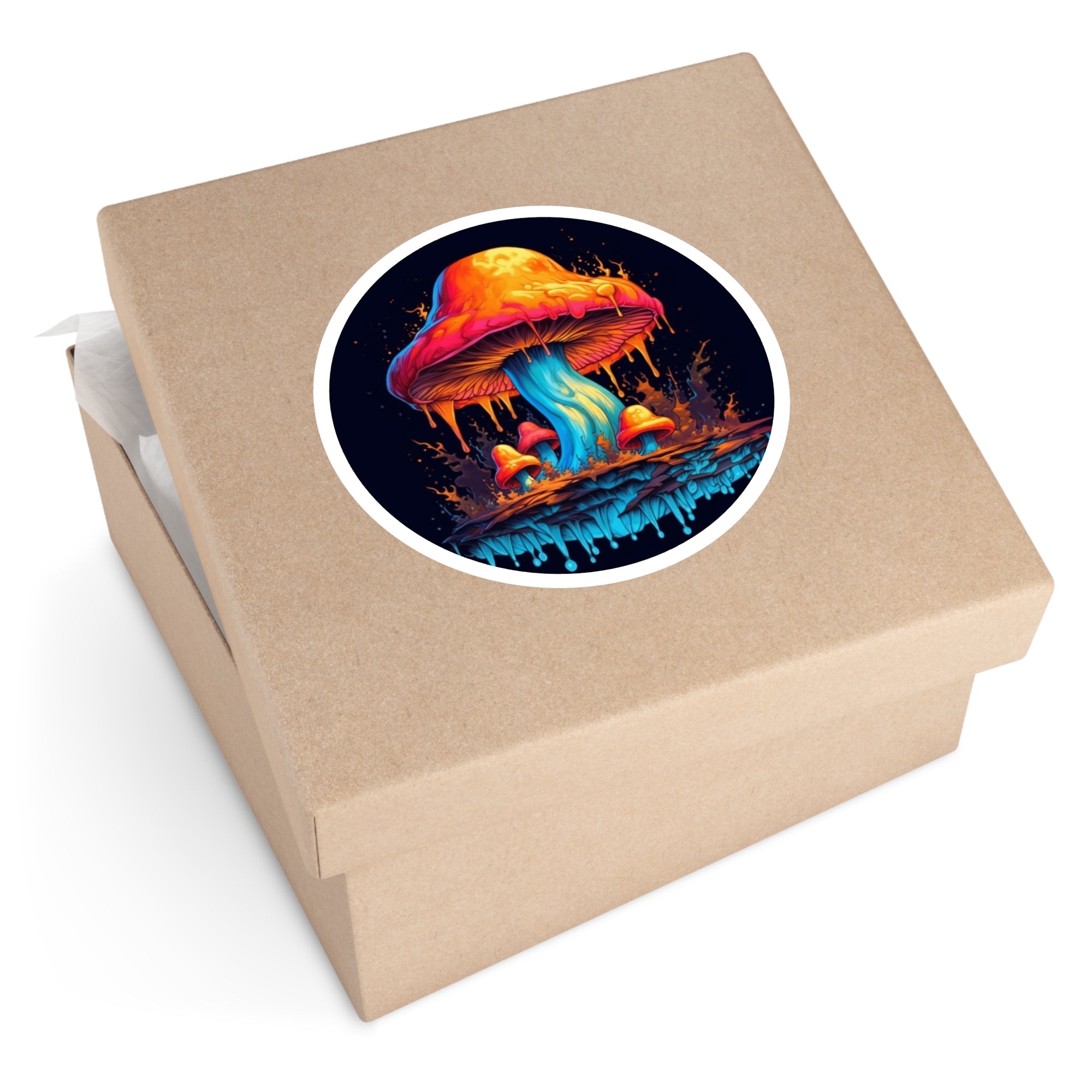 Colorful Dripping Mushroom, Psychedelic Art Sticker, Laptop Decoration, Fantasy Vibe