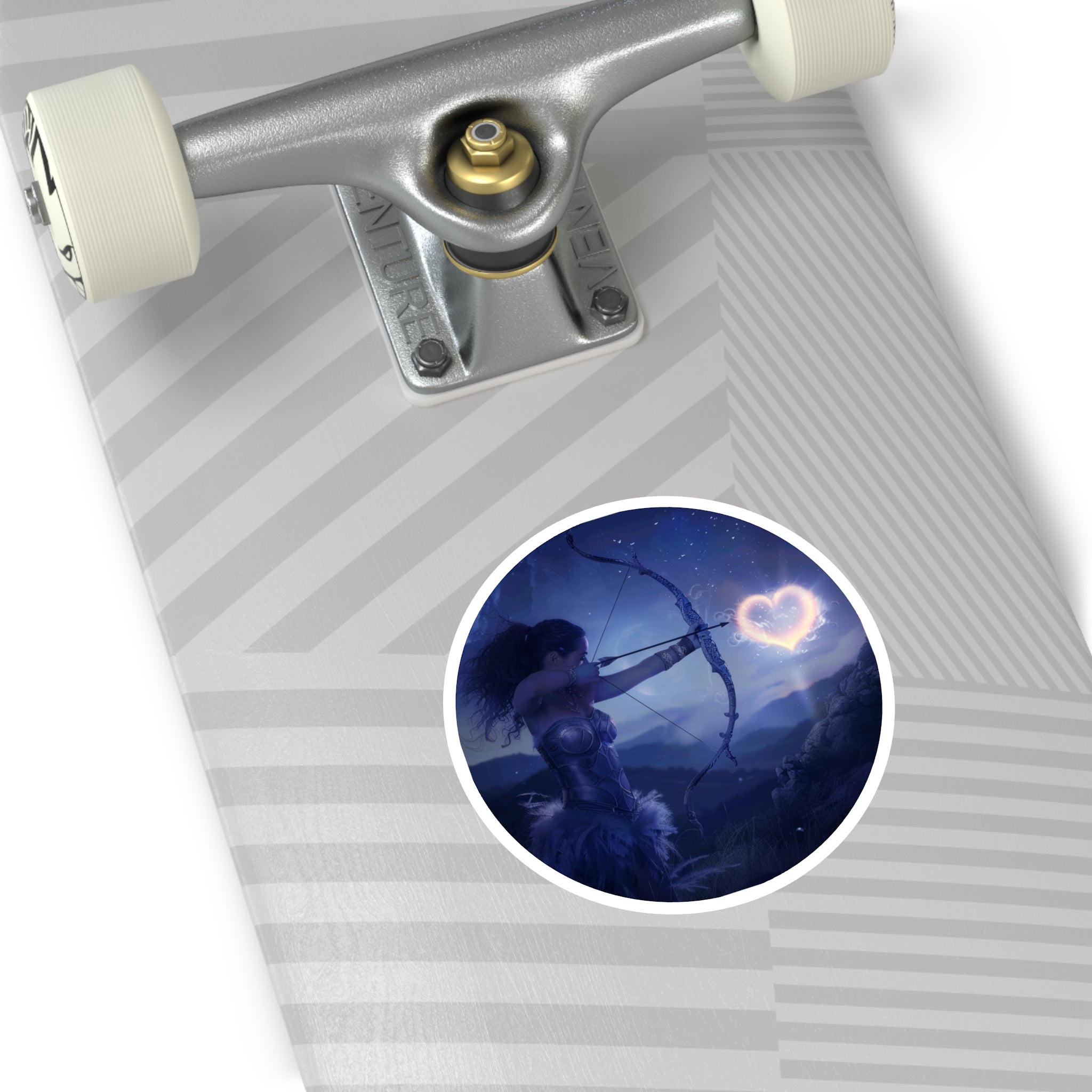 Archer Aiming at Heart-Shaped Light in the Night Sky Sticker