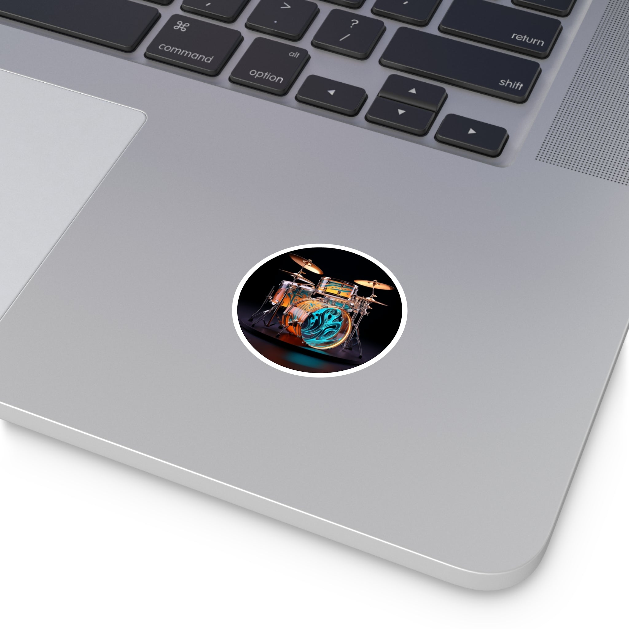 Glass Drum Set, Artistic Music Sticker, Laptop Decal, Musician Gift